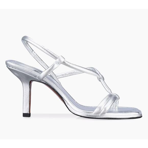 Frame Le Addison silver Metallic Leather Strappy Summer Sandals 37 - Picture 1 of 11